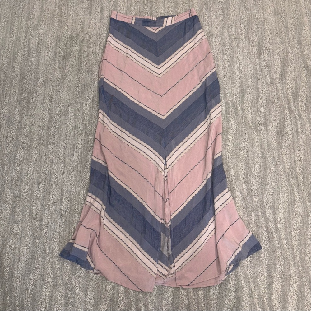 Splendid Kayla Stripe Maxi Skirt Pink Blue Slit Boho Elastic Waist Women’s Sz XS